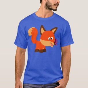 Cute Cartoon Fox  And Butterfly T-Shirt