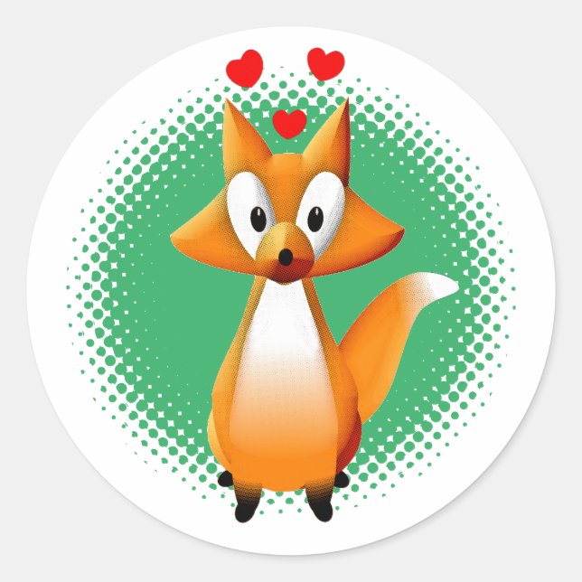 Cute Cartoon Fox Animal Classic Round Sticker (Front)