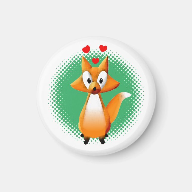 Cute Cartoon Fox Animal Magnet (Front)