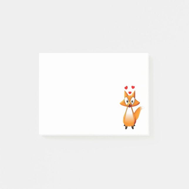 Cute Cartoon Fox Animal Post-it Notes (Front)