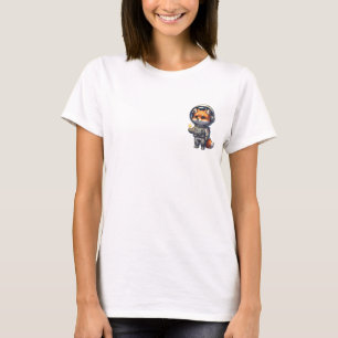 Cute Cartoon Fox Astronaut Wearing Space Suit T-Shirt