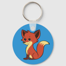 Cute Cartoon Fox Blue Keychain