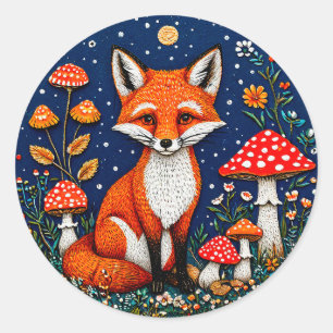 Cute cartoon fox classic round sticker