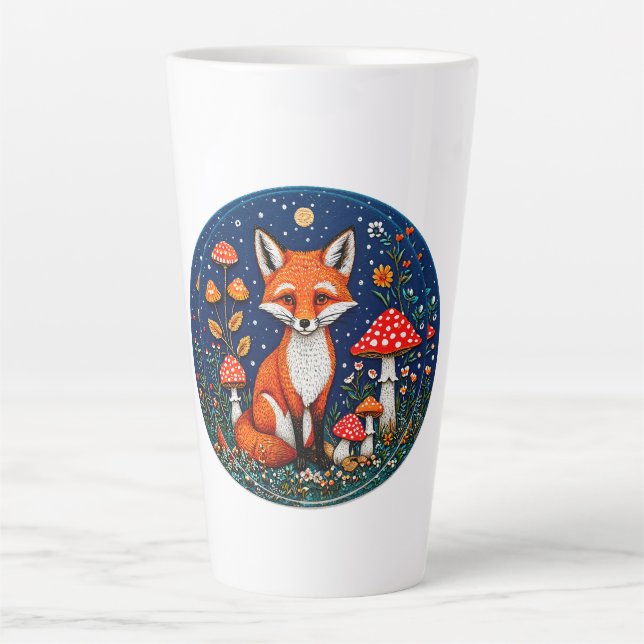 Cute cartoon fox latte mug (Front)