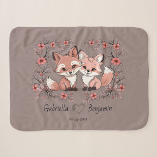 Cute Cartoon Fox Lovers Heart Valentine’s Day Sherpa Blanket