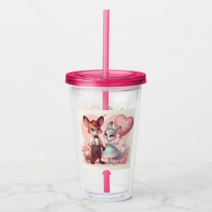 Cute cartoon foxes Valentine's day Acrylic Tumbler