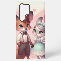 Cute cartoon foxes Valentine's day