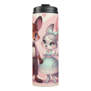 Cute cartoon foxes Valentine's day Thermal Tumbler
