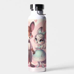 Cute cartoon foxes Valentine's day Water Bottle