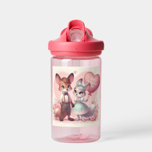Cute cartoon foxes Valentine's day Water Bottle