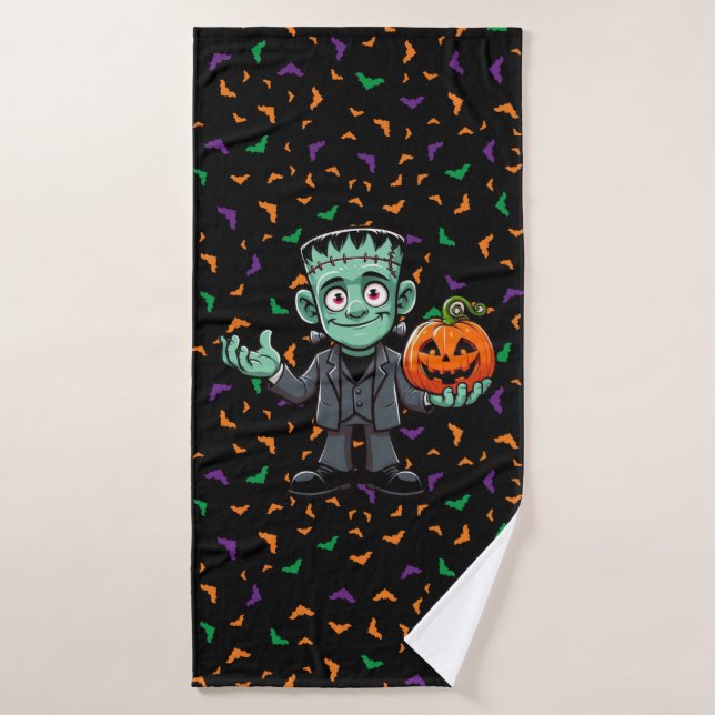 Cute, cartoon Frankenstein's monster Bath Towel (Bath Towel)