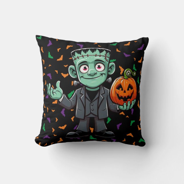 Cute, cartoon Frankenstein's monster Cushion (Front)