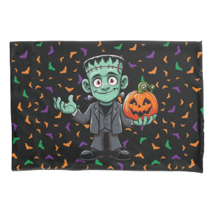 Cute, cartoon Frankenstein's monster Pillowcase
