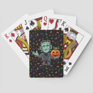 Cute, cartoon Frankenstein's monster Playing Cards