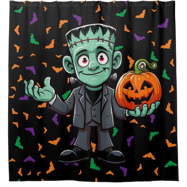 Cute, cartoon Frankenstein's monster Shower Curtain (Front)