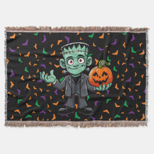 Cute, cartoon Frankenstein's monster Throw Blanket
