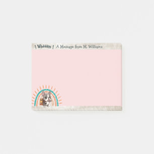 Cute Cartoon French Bulldog Back to School rainbow Post-it Notes