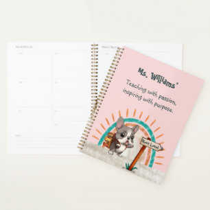 Cute Cartoon French Bulldog Back to School teacher Planner