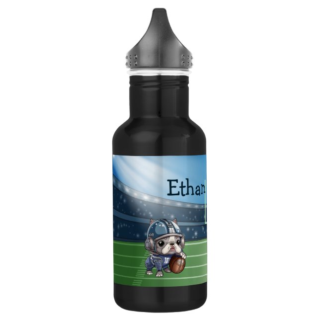 Cute Cartoon French bulldog quarterback Stadium  532 Ml Water Bottle (Left)