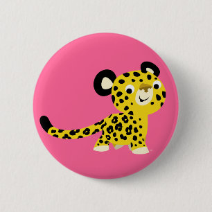 Cute Cartoon Friendly Leopard Button Badge