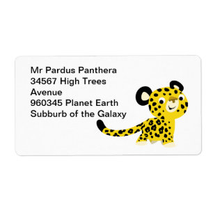 Cute Cartoon Friendly Leopard Label