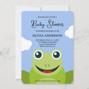 Cute Cartoon Frog Baby Shower  Invitation