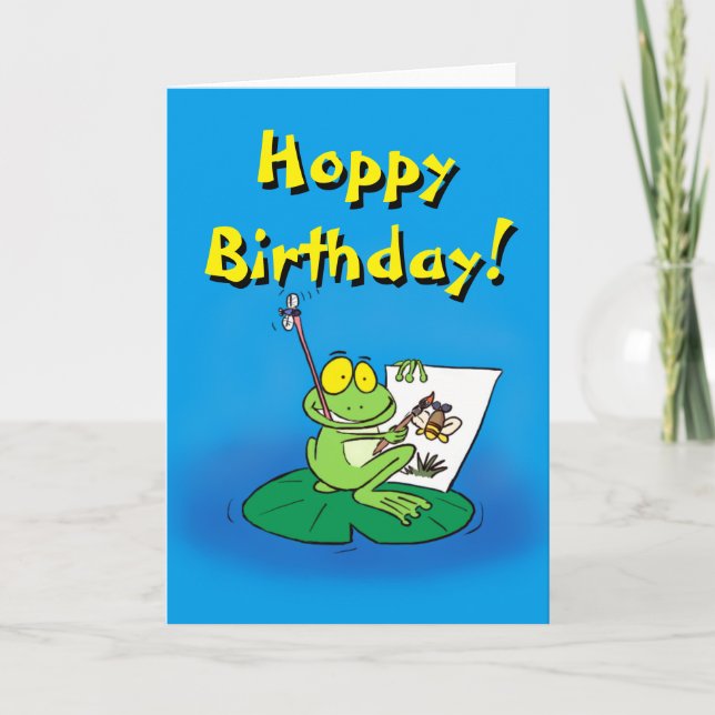 Cute cartoon frog birthday card (Front)