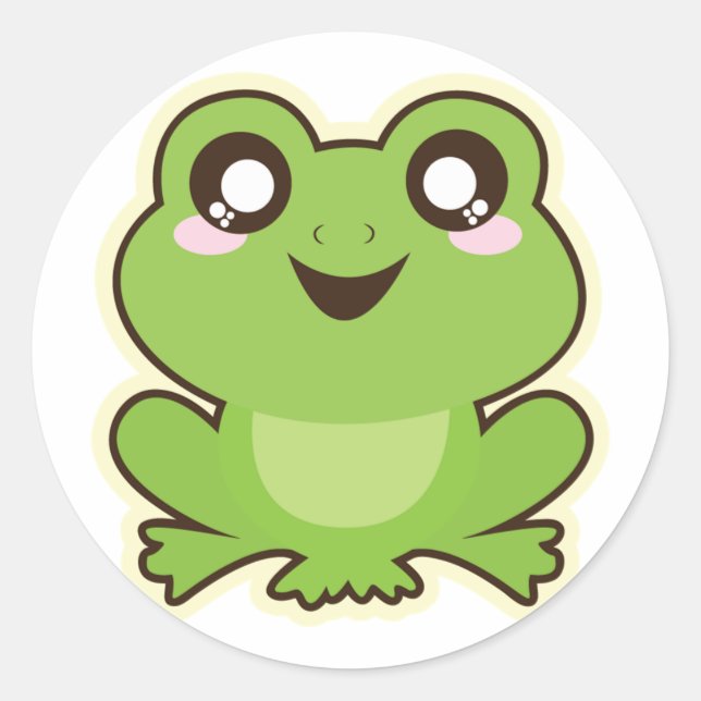 Cute Cartoon Frog Classic Round Sticker (Front)
