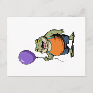 Cute Cartoon Frog Holding Purple Balloon Postcard