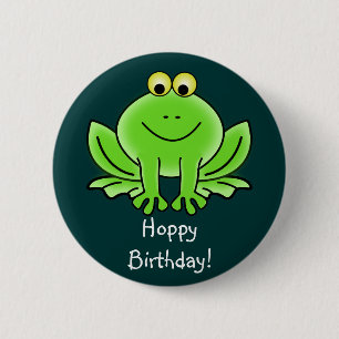 Cute Cartoon Frog Hoppy Birthday Funny Greeting 6 Cm Round Badge