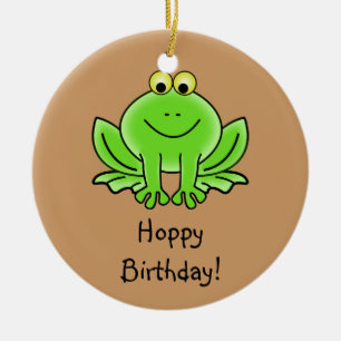 Cute Cartoon Frog Hoppy Birthday Funny Greeting Ceramic Tree Decoration
