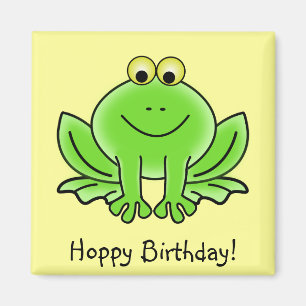Cute Cartoon Frog Hoppy Birthday Funny Greeting Magnet