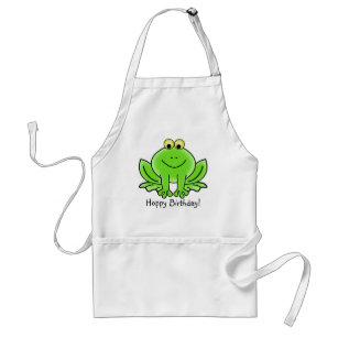 Cute Cartoon Frog Hoppy Birthday Funny Greeting Standard Apron