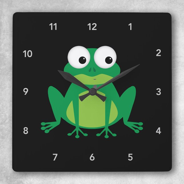 Cute Cartoon Frog Square Wall Clock (Creator Uploaded)