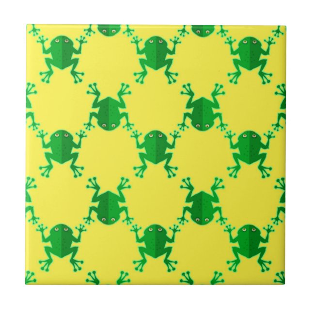 Cute Cartoon Frogs Ceramic Tile (Front)