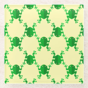 Cute Cartoon Frogs Glass Coaster