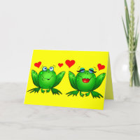 Cute Cartoon Frogs Hearts Cheerful Colourful Blank