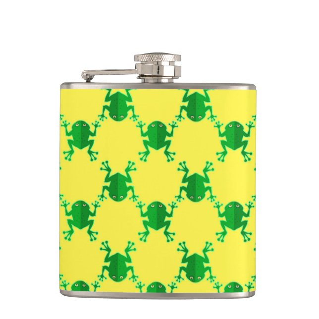 Cute Cartoon Frogs Hip Flask (Front)