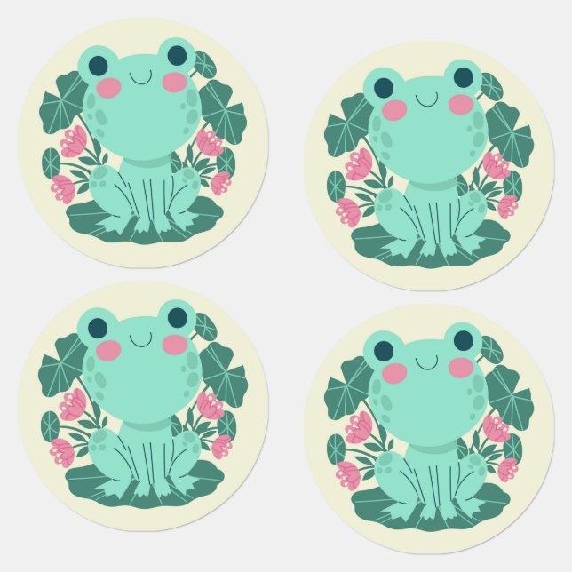 Cute Cartoon Frogs Labels (Group)