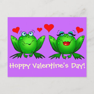 Cute Cartoon Frogs Postcard Hoppy Valentines Day