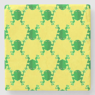 Cute Cartoon Frogs Stone Coaster