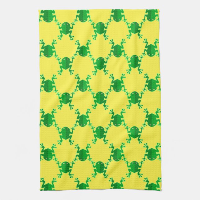Cute Cartoon Frogs Tea Towel (Vertical)