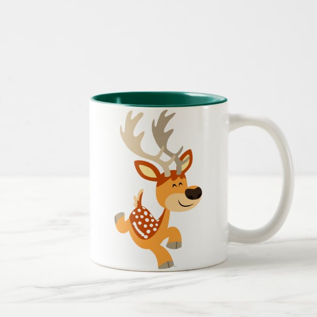 Cute Cartoon Gamboling Fallow Deer Mug (Right)