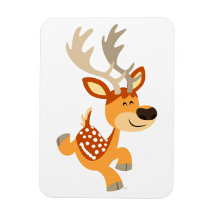 Cute Cartoon Gamboling Fallow Deer Premium Magnet