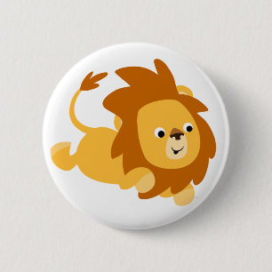 Cute Cartoon Gamboling Lion Button Badge