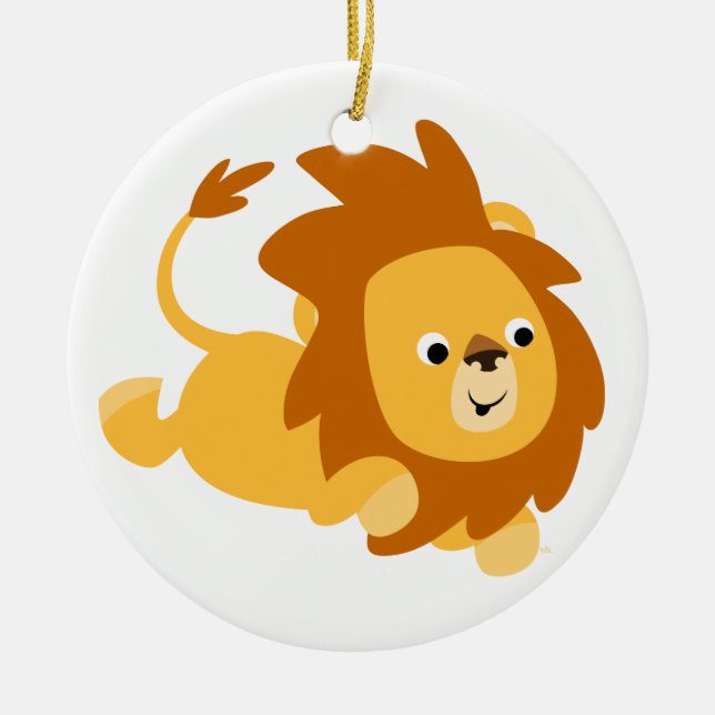 Cute Cartoon Gamboling Lion Ornament (Front)