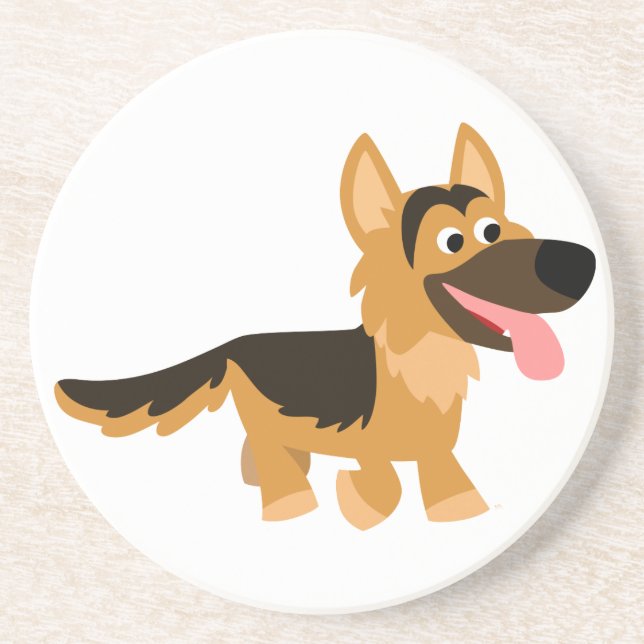 Cute Cartoon German Shepherd Dog Coaster (Front)
