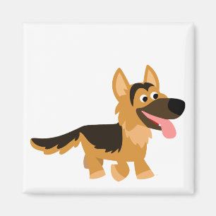 Cute Cartoon German Shepherd Dog Magnet