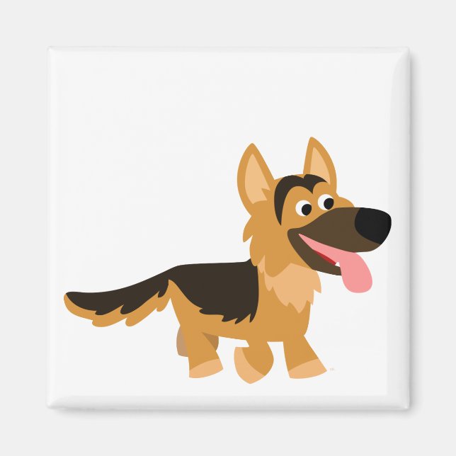 Cute Cartoon German Shepherd Dog Magnet (Front)