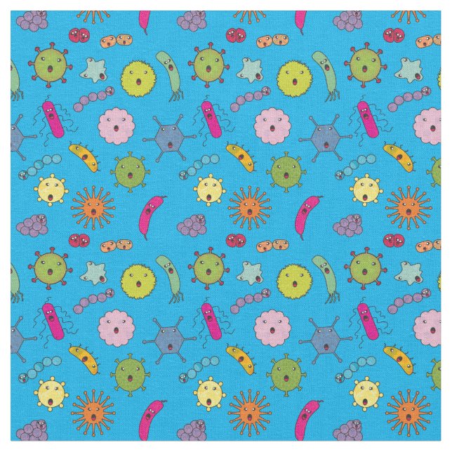 Cute Cartoon Germs Fabric (Close Up)